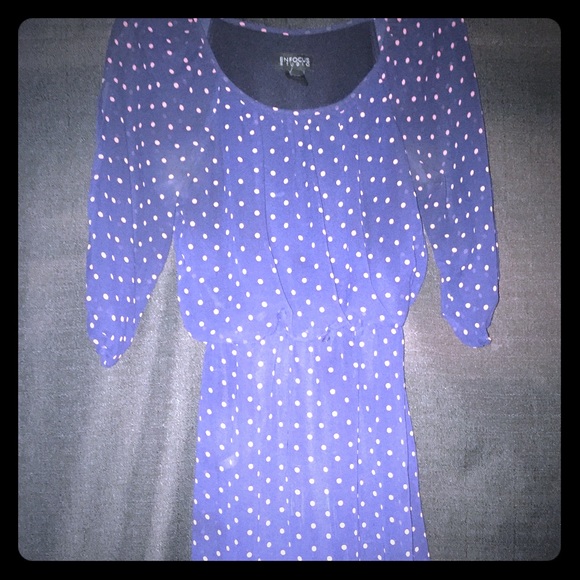 Enfocus Studio Blue and Pink Polka Dot Sheer Dress - Picture 1 of 2